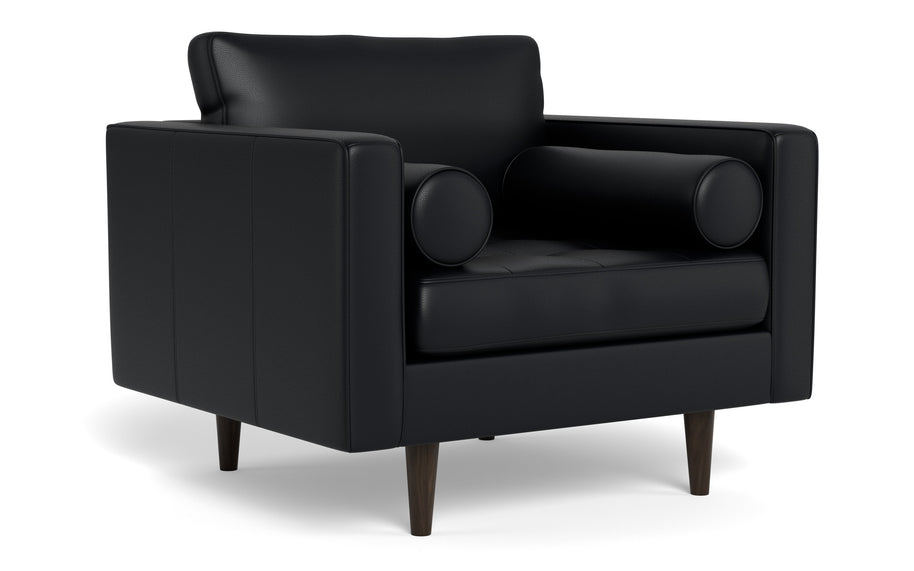 Ayden Leather Arm Chair-Leather Sectional-Tribeca Black Leather-MAK Modern