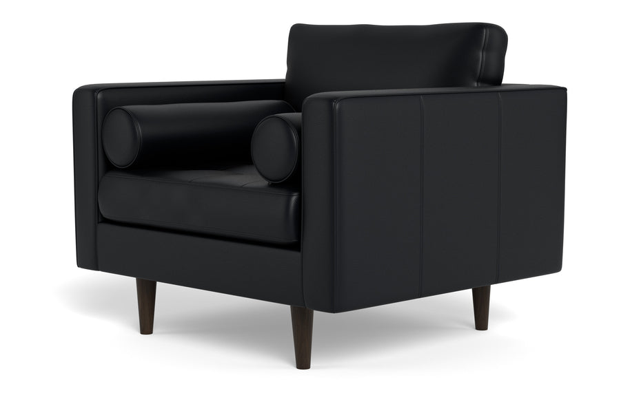 Ayden Leather Arm Chair-Leather Sectional-Tribeca Black Leather-MAK Modern