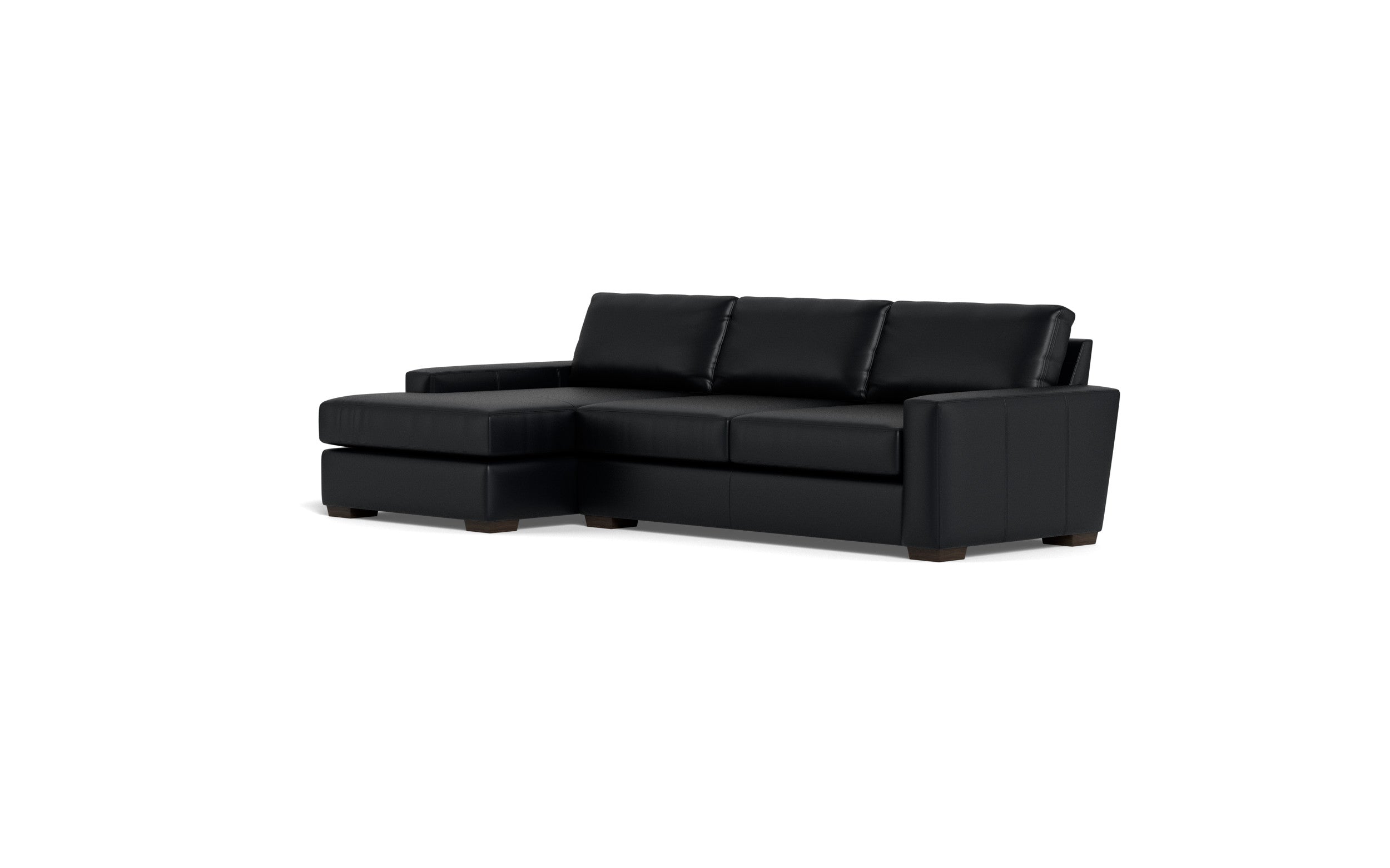 Kai Leather Left Chaise Sectional-Leather Sofa-Tribeca Black Leather-MAK Modern