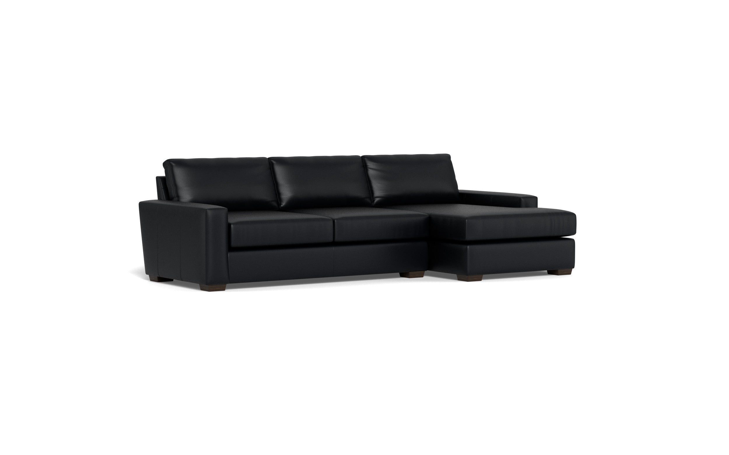 Kai Leather Right Chaise Sectional-Leather Sofa-Tribeca Black Leather-MAK Modern