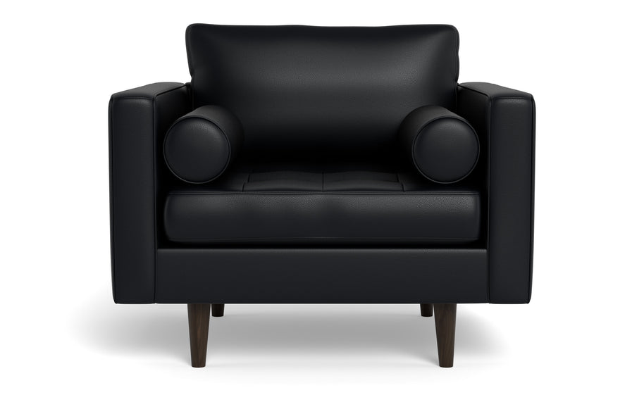 Ayden Leather Arm Chair-Leather Sectional-Tribeca Black Leather-MAK Modern