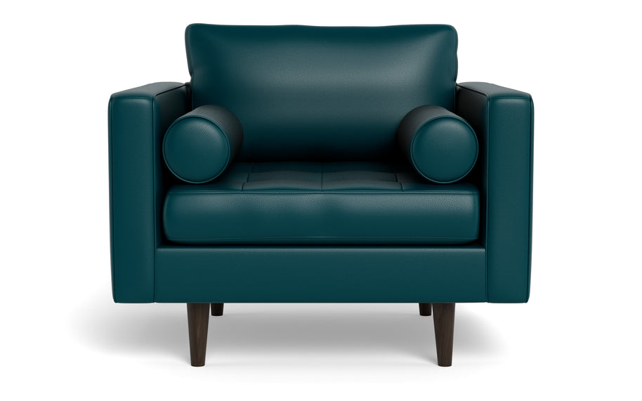 Ayden Leather Arm Chair-Leather Sectional-Tribeca Lagoon-MAK Modern