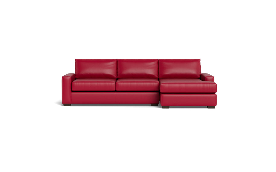 Kai Leather Right Chaise Sectional-Leather Sofa-Tribeca Scarlet-MAK Modern