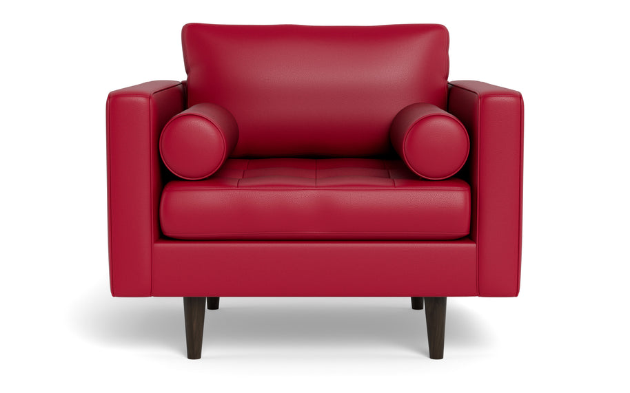 Ayden Leather Arm Chair-Leather Sectional-Tribeca Scarlet-MAK Modern