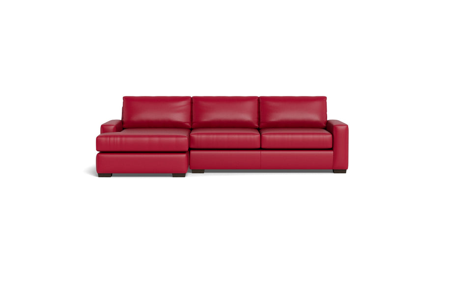 Kai Leather Left Chaise Sectional-Leather Sofa-Tribeca Scarlet-MAK Modern