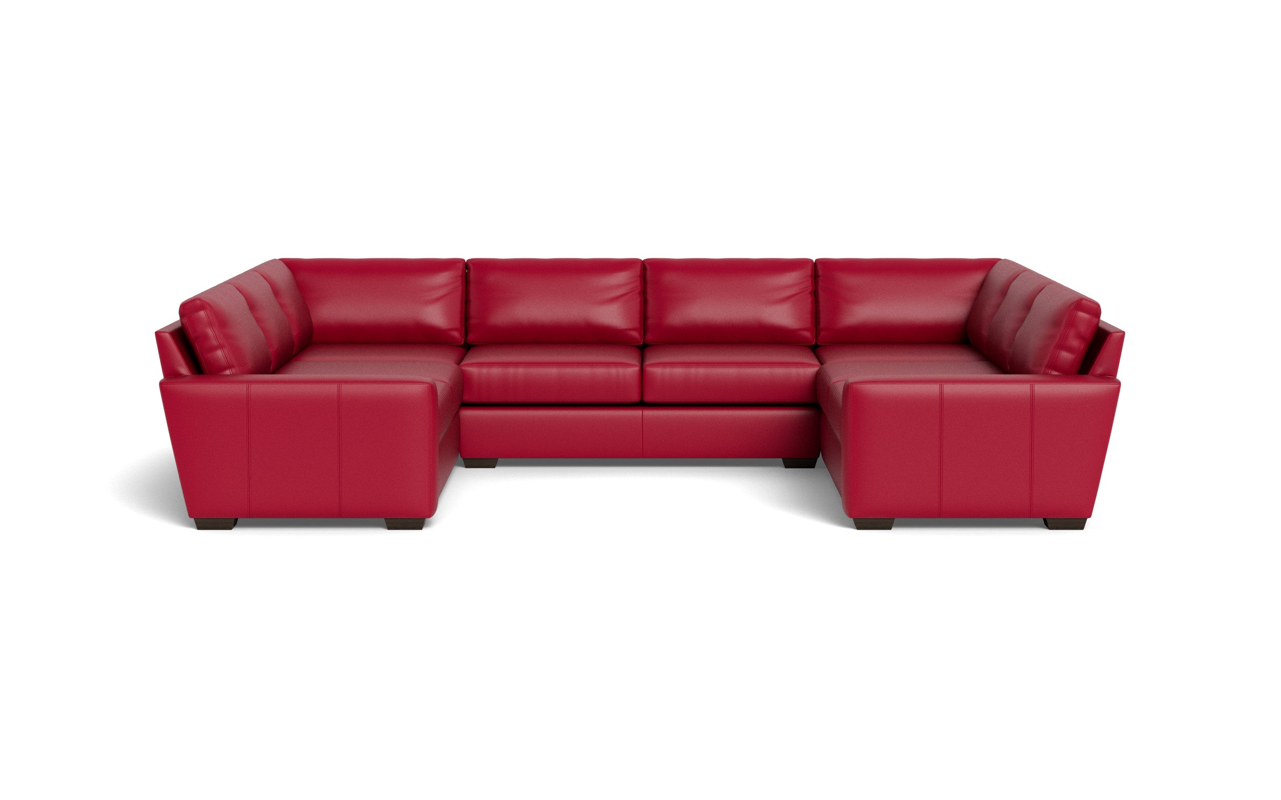 Kai Leather U Sectional-Leather Sofa-Tribeca Scarlet-MAK Modern