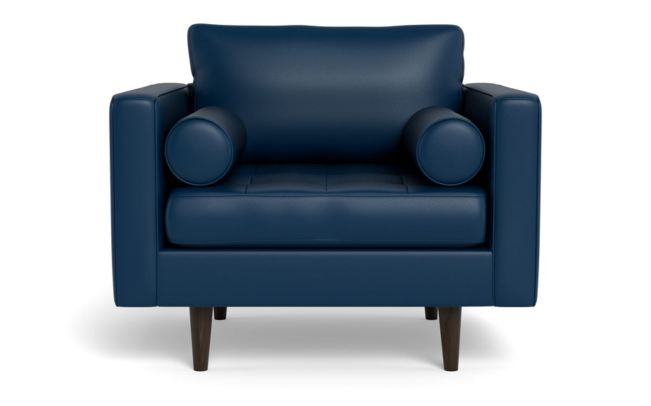 Ayden Leather Arm Chair-Leather Sectional-Tribeca Cobalt-MAK Modern