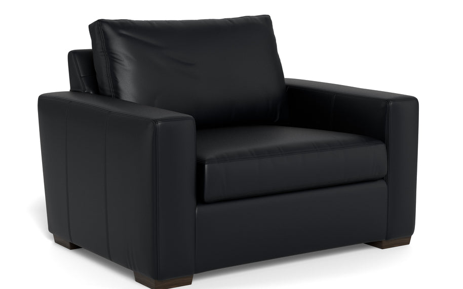 Alexa Leather Arm Chair-Leather Sofa-Tribeca Black Leather-MAK Modern