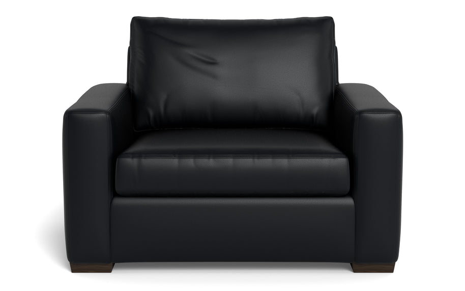 Alexa Leather Arm Chair-Leather Sofa-Tribeca Black Leather-MAK Modern