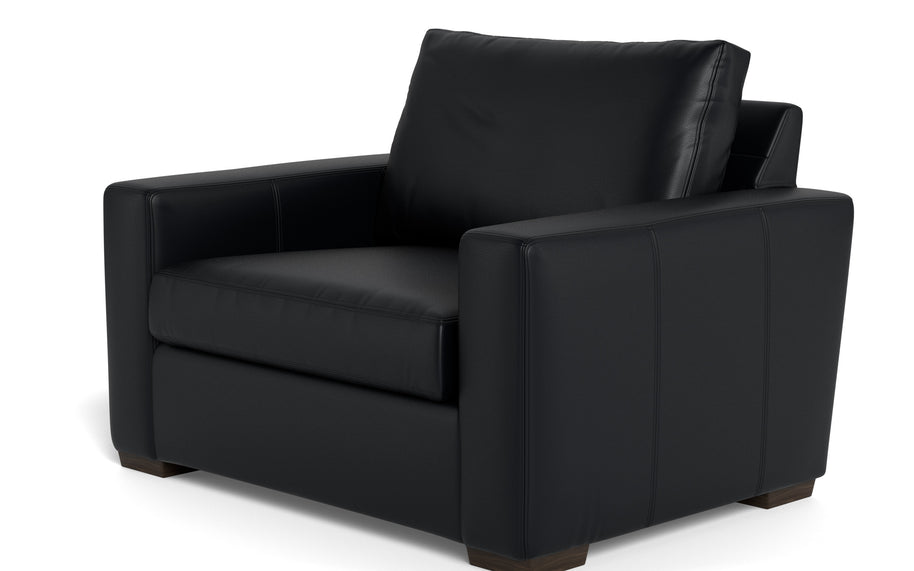 Alexa Leather Arm Chair-Leather Sofa-Tribeca Black Leather-MAK Modern