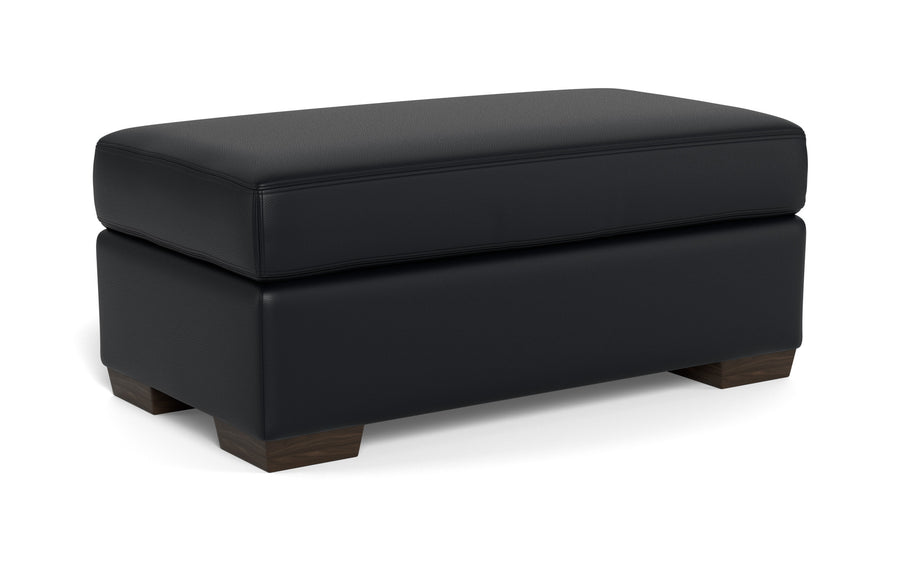 Alexa Leather Ottoman-Leather Sofa-Tribeca Black Leather-MAK Modern