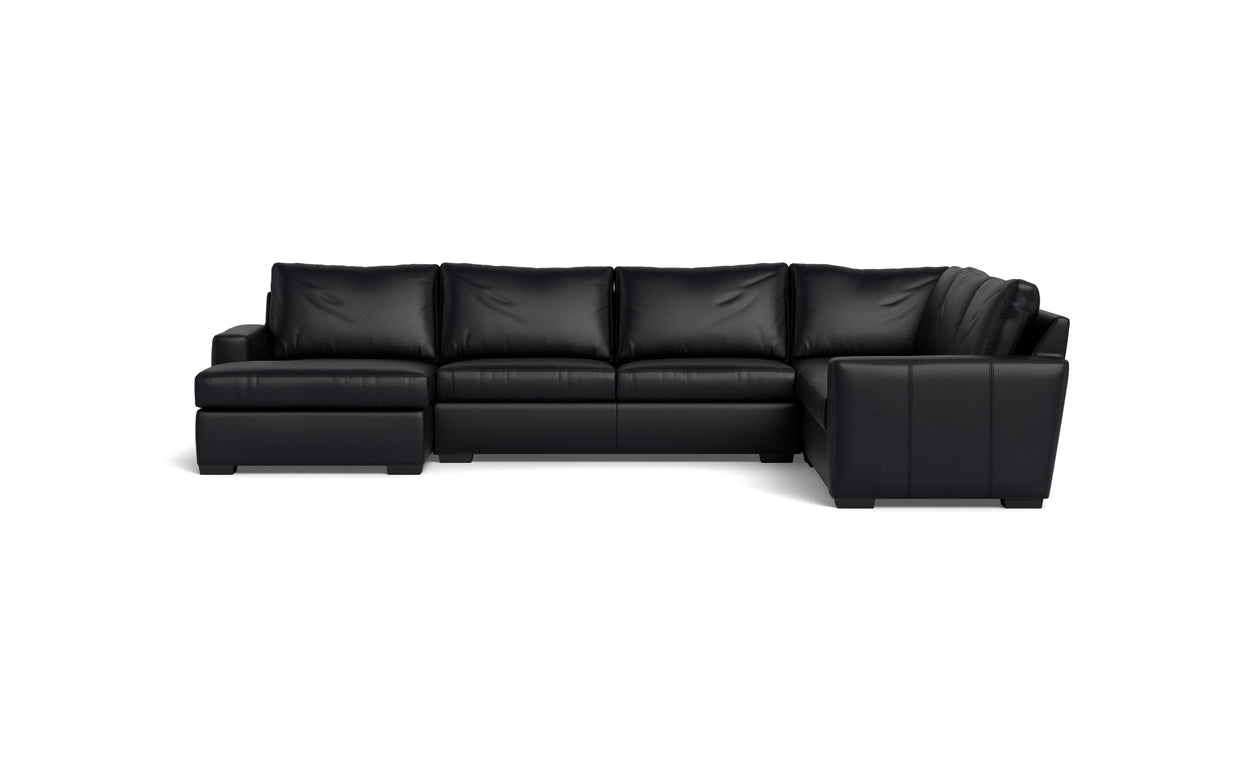 Alexa Leather Corner Sectionals With Left Chaise-Leather Sofa-Tribeca Black Leather-MAK Modern