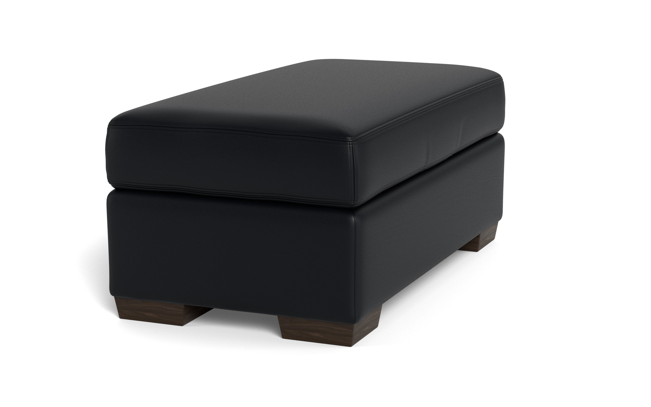 Alexa Leather Ottoman-Leather Sofa-Tribeca Black Leather-MAK Modern