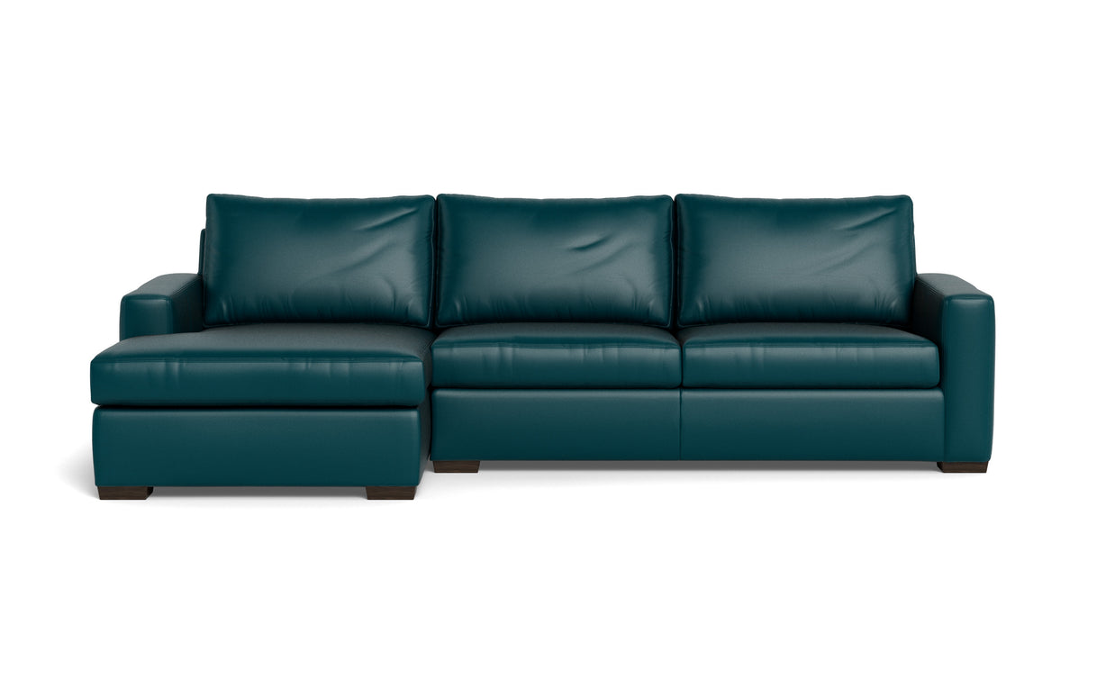 Alexa Leather Left Chaise Sectional-Leather Sofa-Tribeca Lagoon-MAK Modern