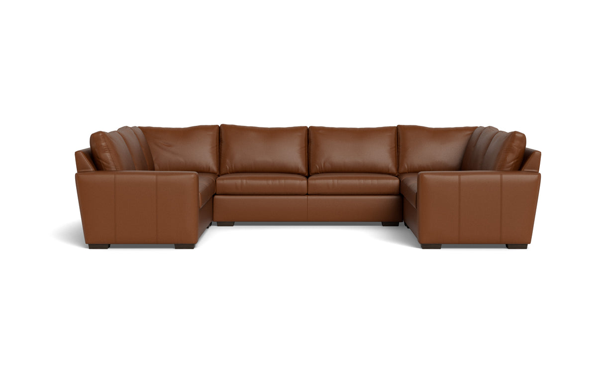 Alexa Leather U Sectional-Leather Sofa-Tribeca Chestnut Leather-MAK Modern