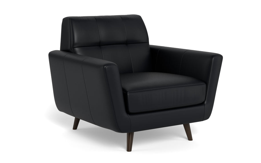 High Level Leather Arm Chair-Leather-Tribeca Black Leather-MAK Modern