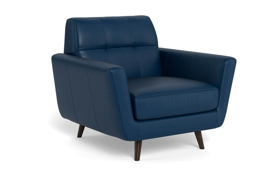 High Level Leather Arm Chair-Leather-Tribeca Cobalt-MAK Modern