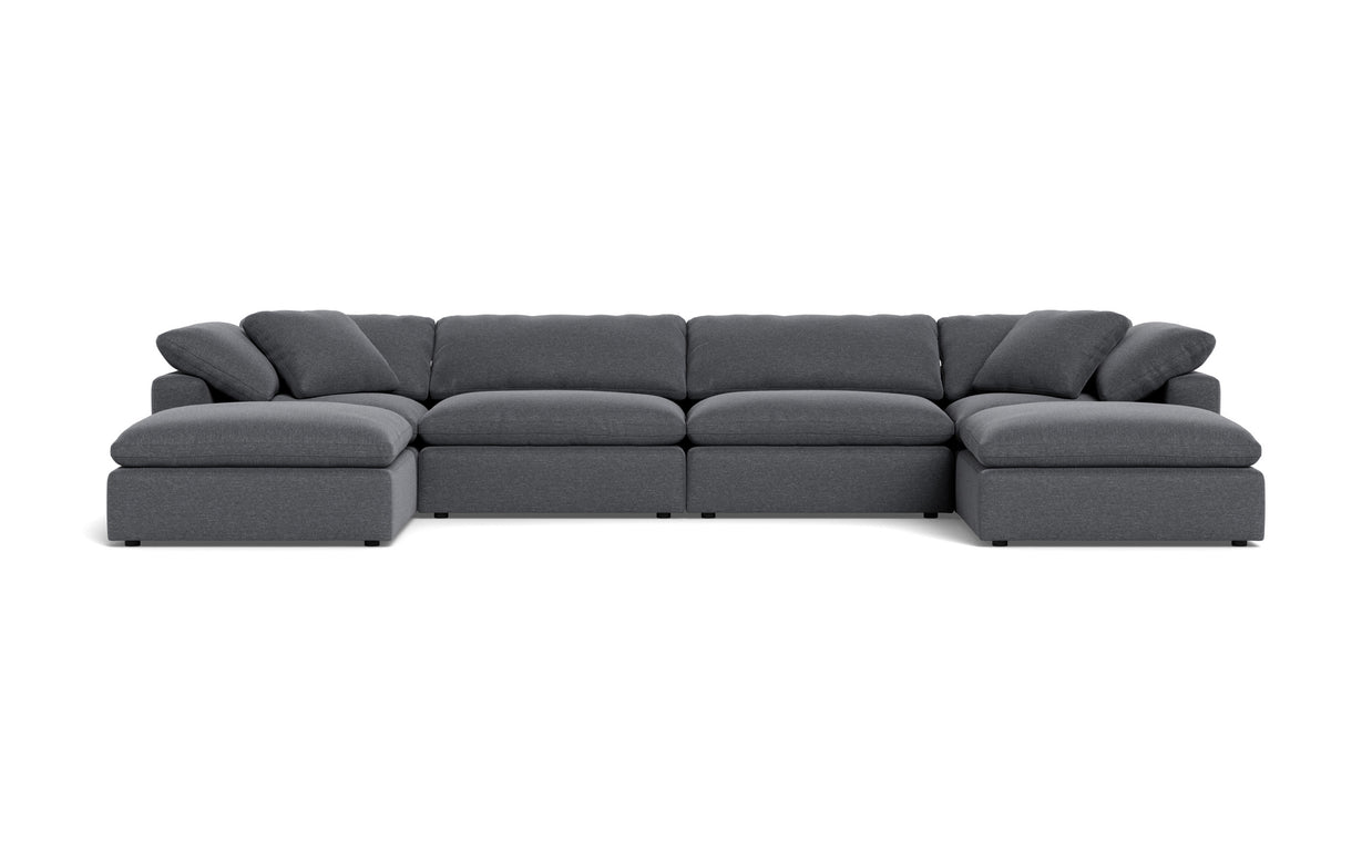 Kooper 4pc Sectional With Double Ottoman-Bennett Charcoal-MAK Modern