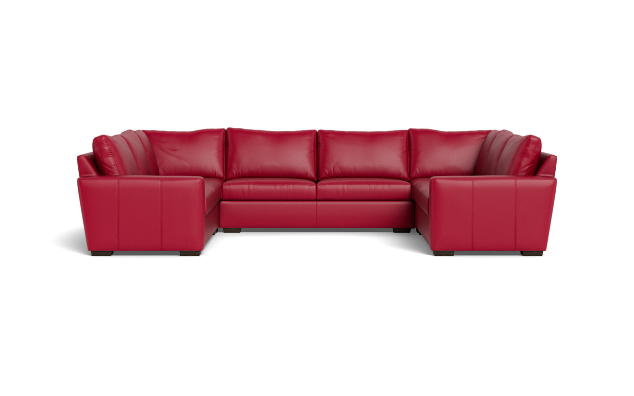 Alexa Leather U Sectional-Leather Sofa-Tribeca Scarlet-MAK Modern