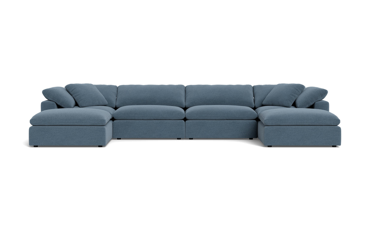 Kooper 4pc Sectional With Double Ottoman-Elliot French Blue-MAK Modern