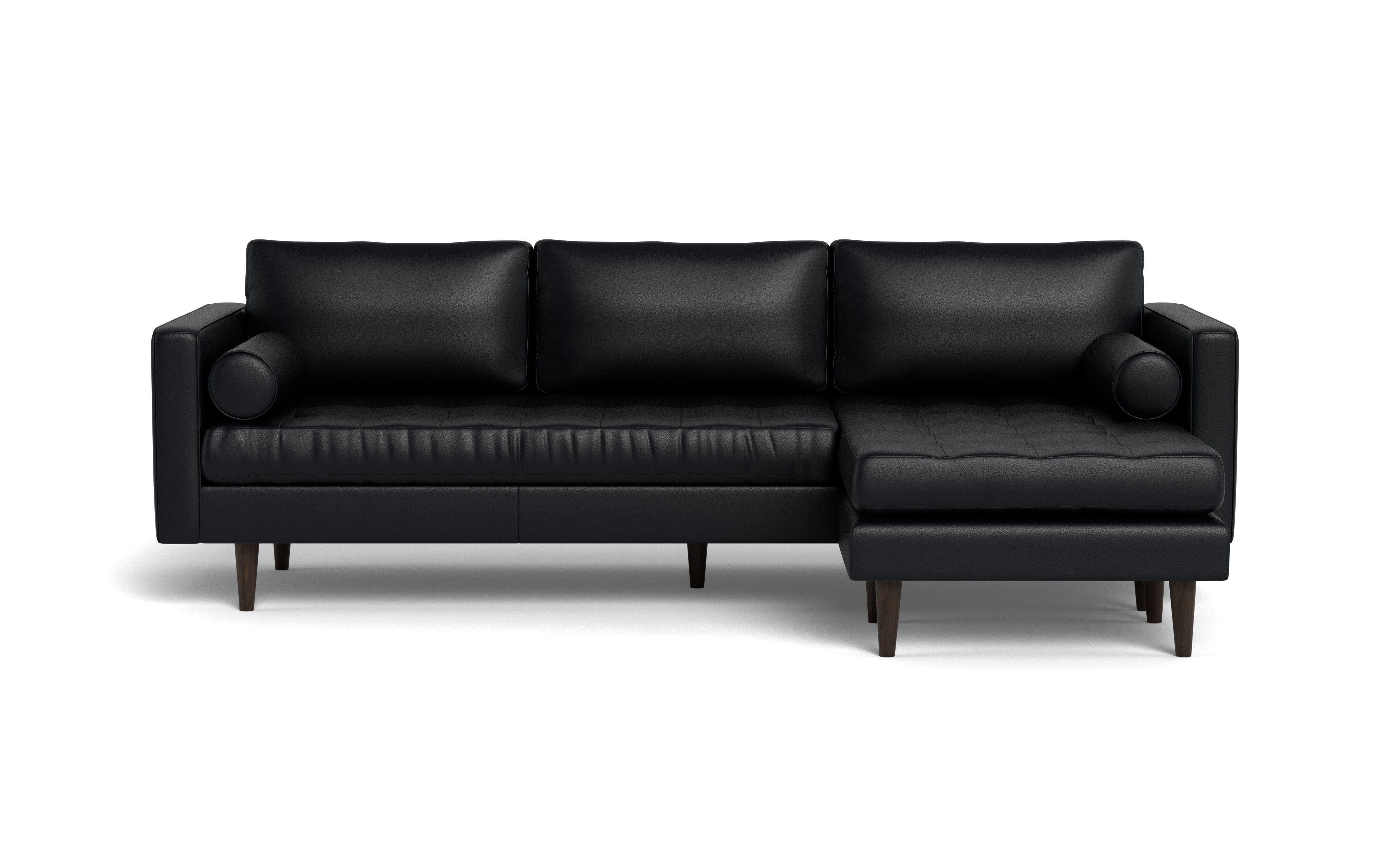 Ayden Leather Reversible Sofa Chaise-Leather Sectional-Tribeca Black Leather-MAK Modern