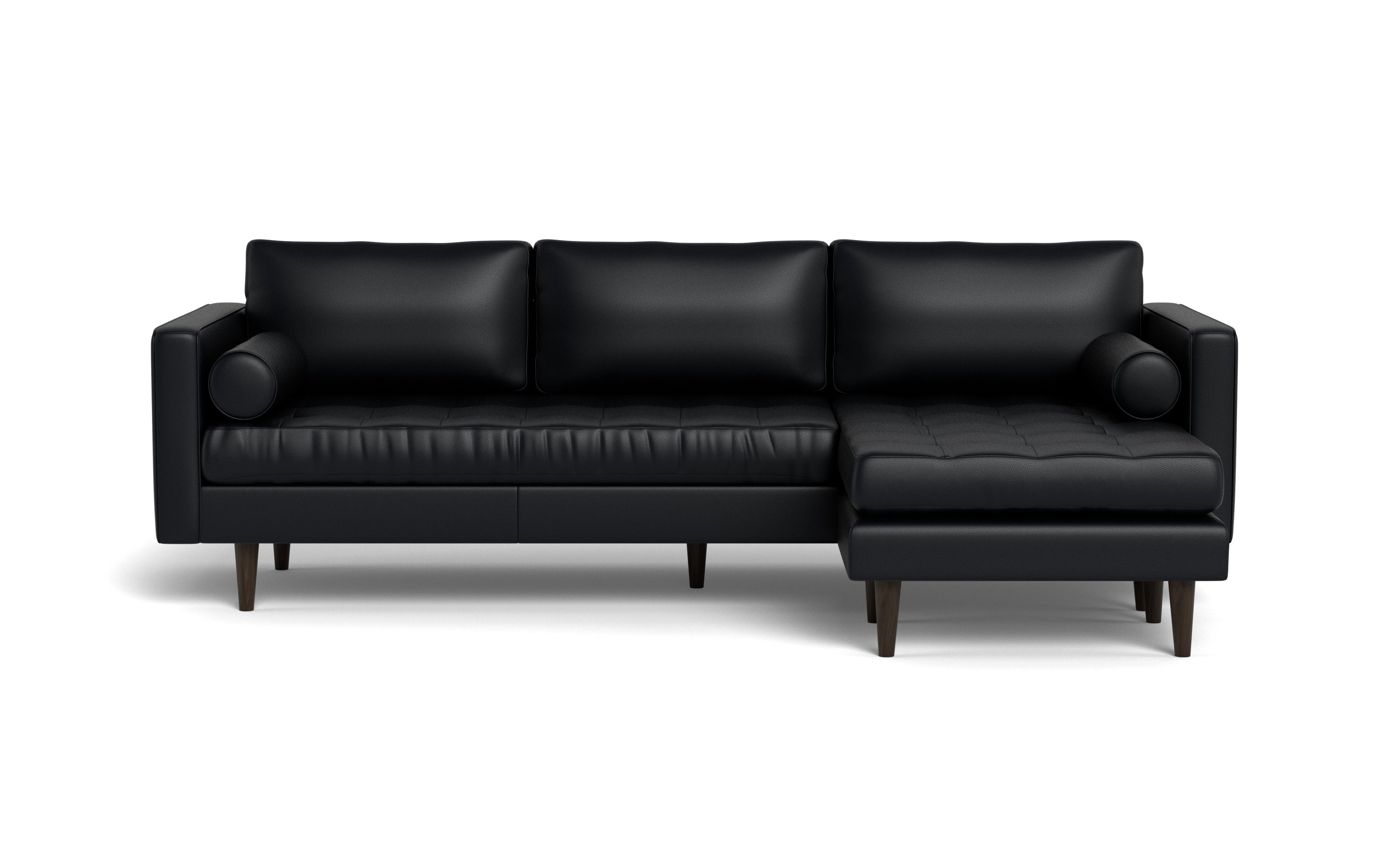 Ayden Leather Reversible Sofa Chaise-Leather Sectional-Tribeca Black Leather-MAK Modern