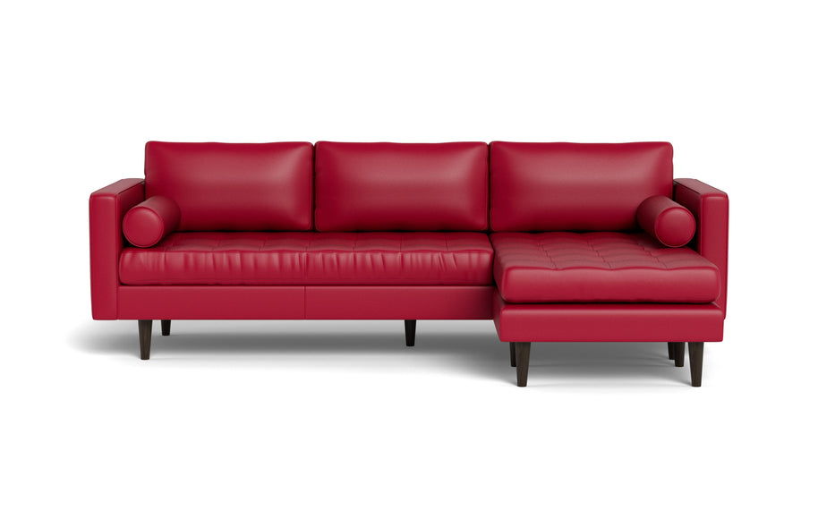 Ayden Leather Reversible Sofa Chaise-Leather Sectional-Tribeca Scarlet-MAK Modern