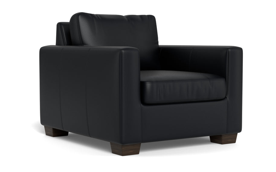 Abel Leather Arm Chair-Fabric Sofa-Tribeca Black Leather-MAK Modern