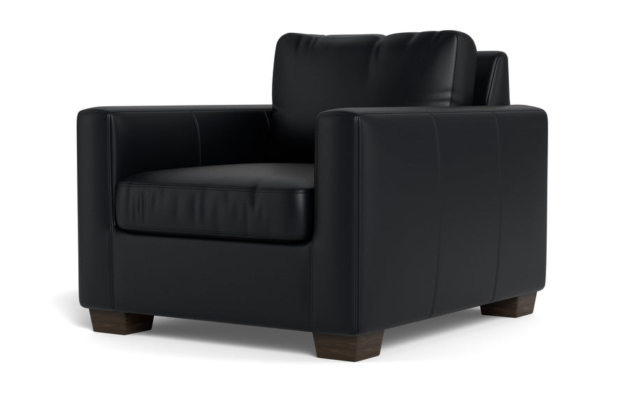 Abel Leather Arm Chair-Fabric Sofa-Tribeca Black Leather-MAK Modern