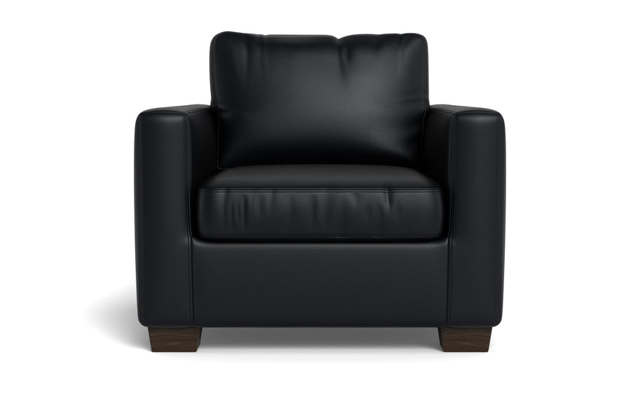 Abel Leather Arm Chair-Fabric Sofa-Tribeca Black Leather-MAK Modern