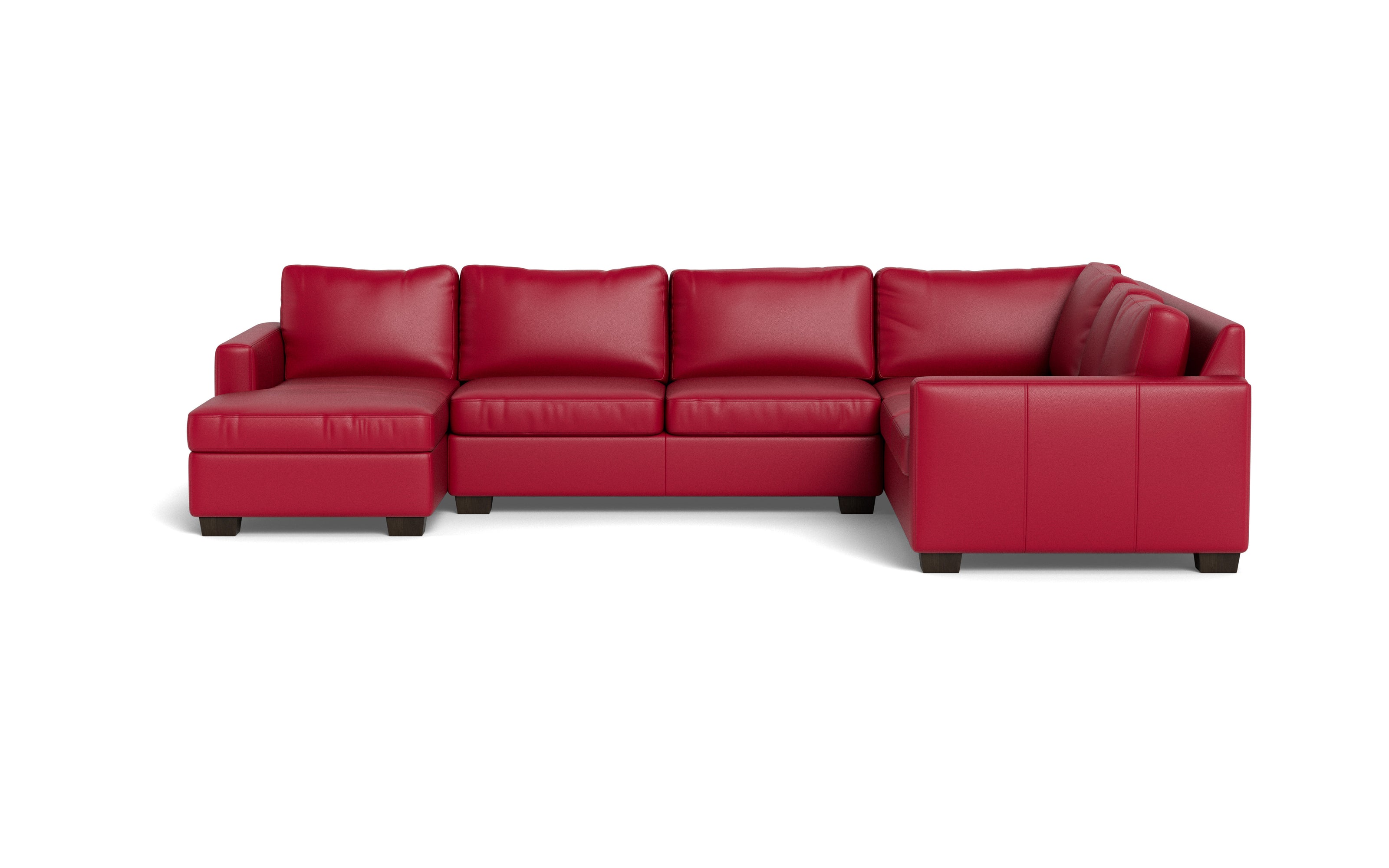 Abel Leather Corner Sectionals w. Left Chaise-Fabric Sofa-Tribeca Scarlet-MAK Modern