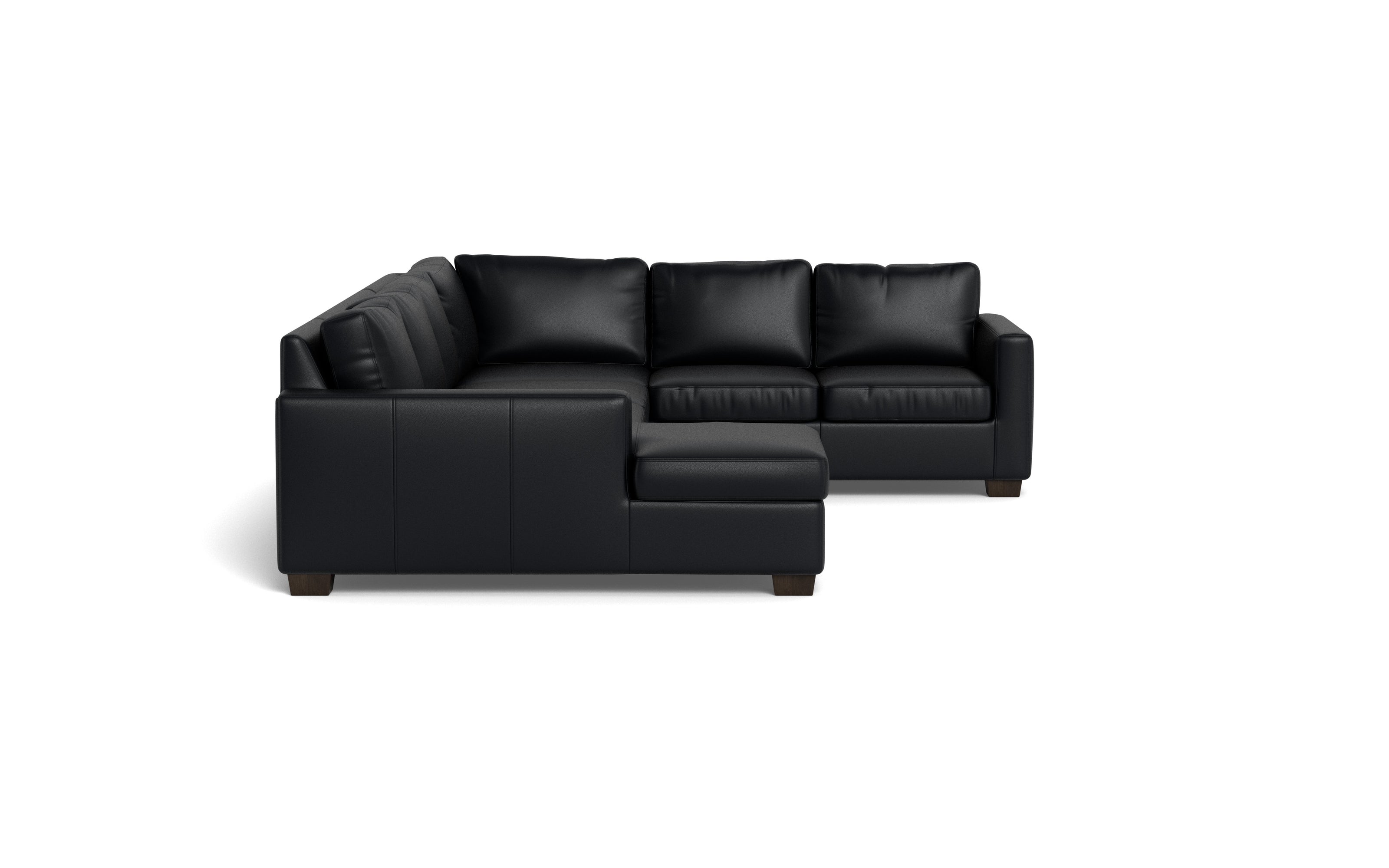 Abel Leather Corner Sectionals w. Left Chaise-Fabric Sofa-Tribeca Black Leather-MAK Modern