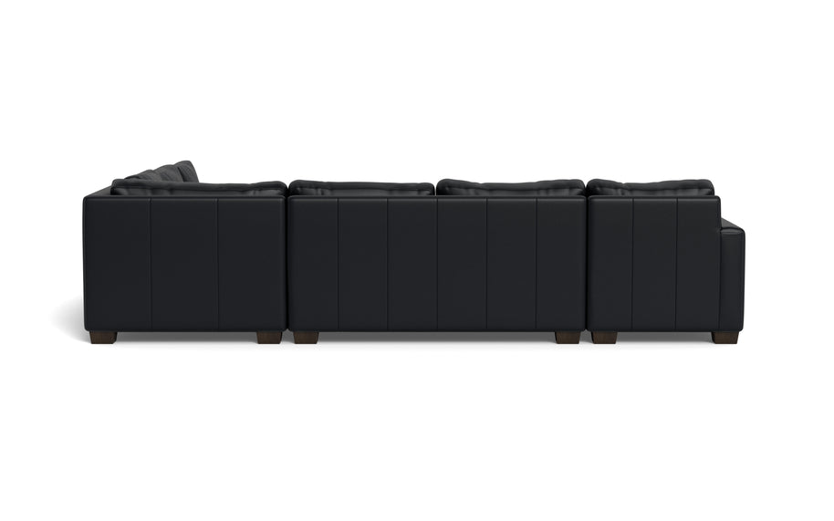 Abel Leather Corner Sectionals w. Left Chaise-Fabric Sofa-Tribeca Black Leather-MAK Modern