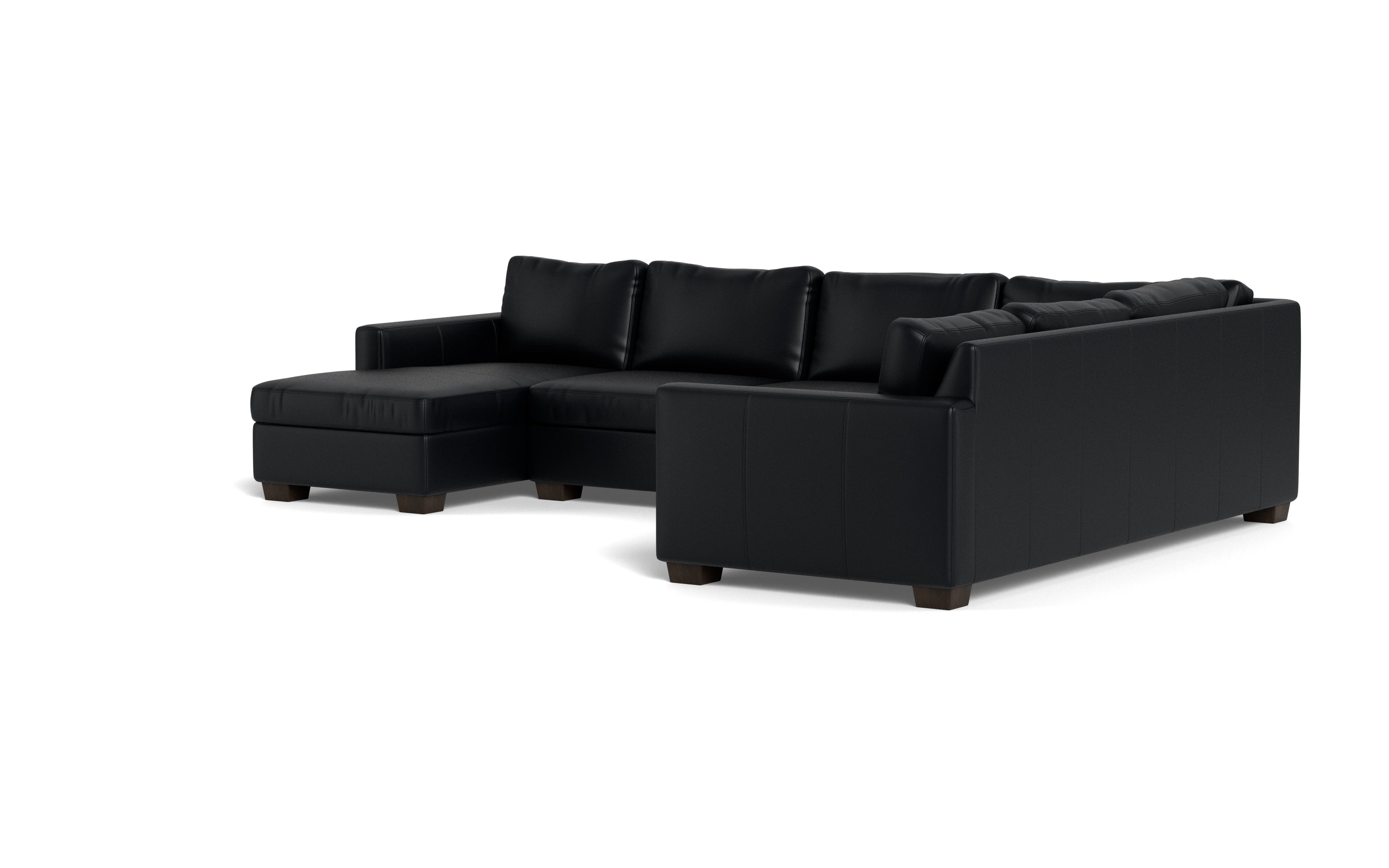 Abel Leather Corner Sectionals w. Left Chaise-Fabric Sofa-Tribeca Black Leather-MAK Modern
