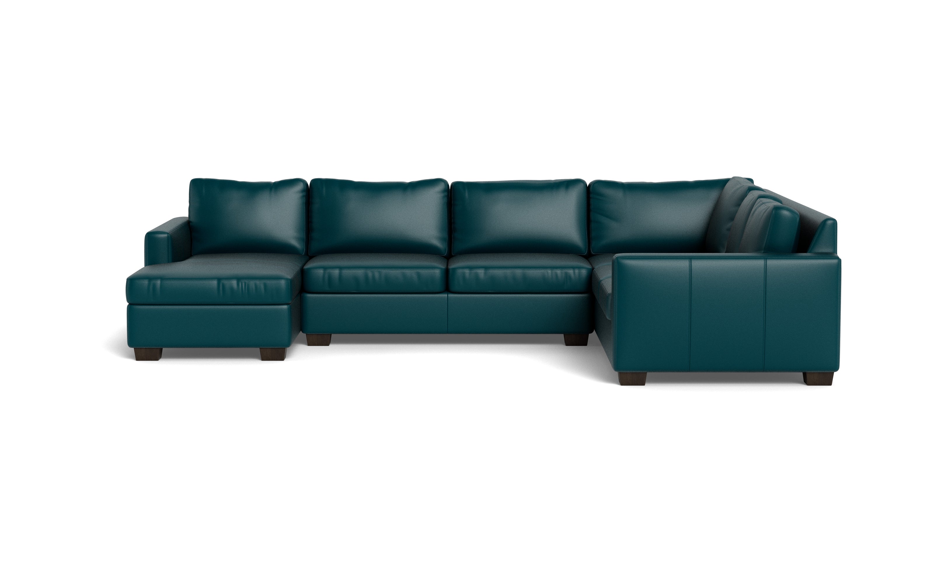 Abel Leather Corner Sectionals w. Left Chaise-Fabric Sofa-Tribeca Lagoon-MAK Modern