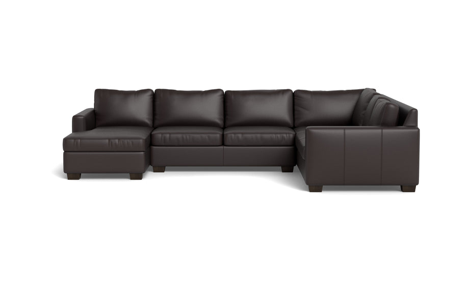 Abel Leather Corner Sectionals w. Left Chaise-Fabric Sofa-Tribeca Quarry Leather-MAK Modern