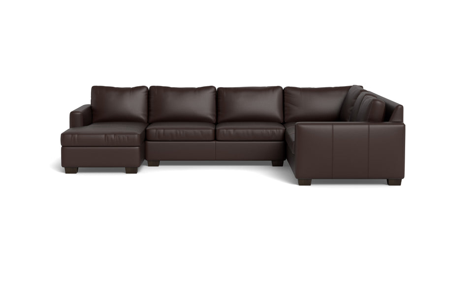 Abel Leather Corner Sectionals w. Left Chaise-Fabric Sofa-Tribeca Espresso Leather-MAK Modern