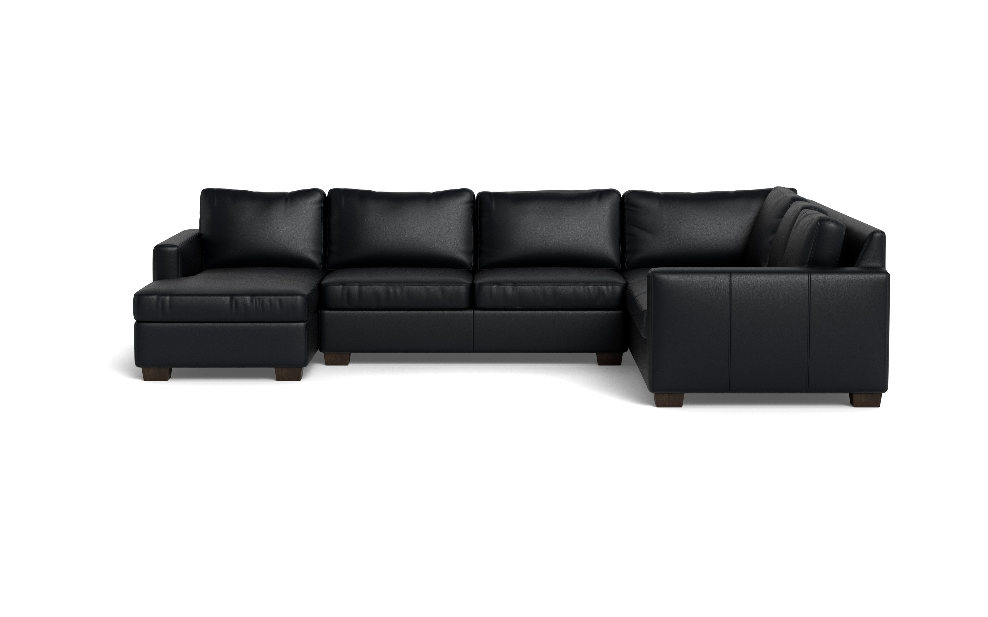 Abel Leather Corner Sectionals w. Left Chaise-Fabric Sofa-Tribeca Black Leather-MAK Modern