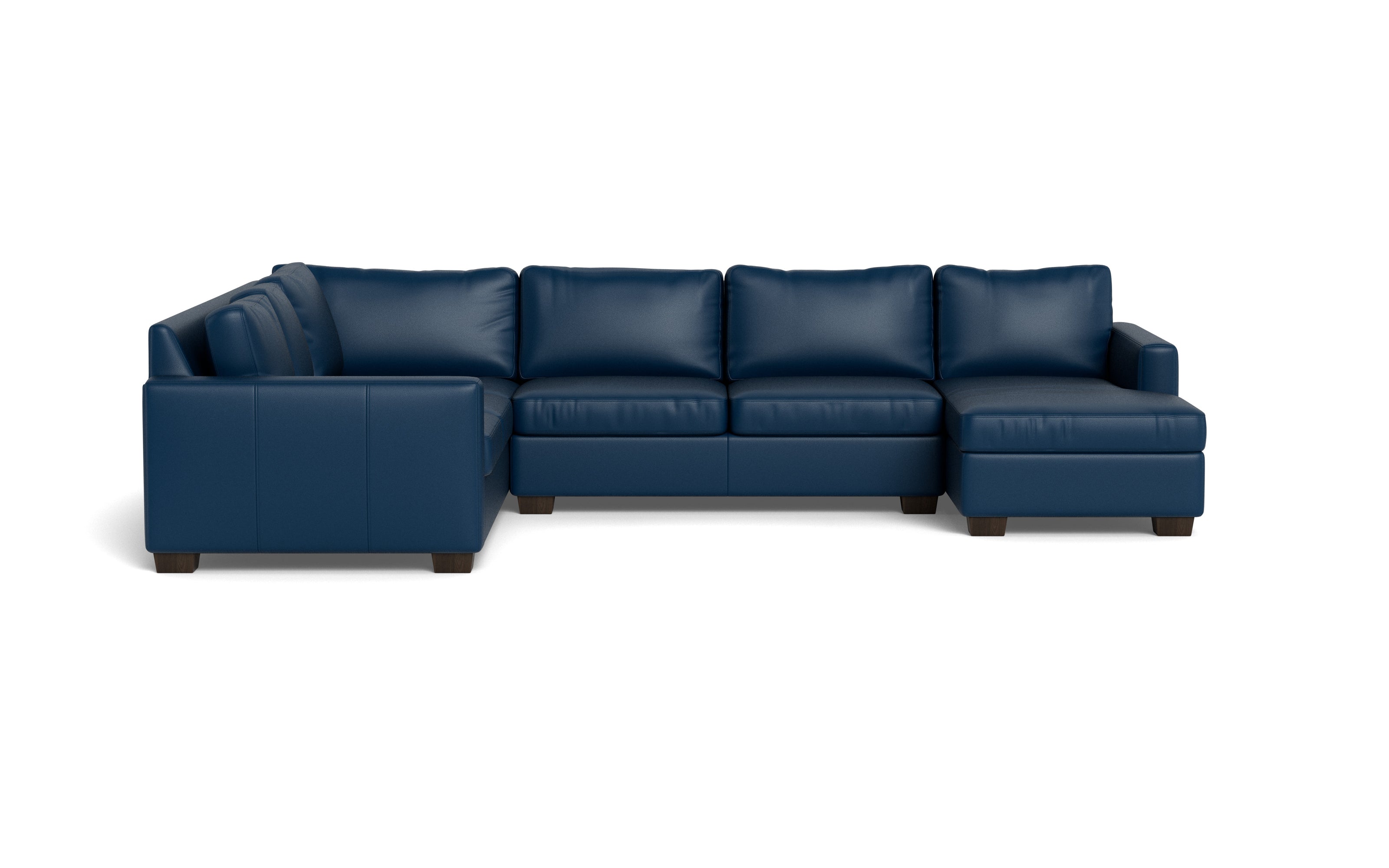 Abel Leather Corner Sectionals w. Right Chaise-Fabric Sofa-Tribeca Cobalt-MAK Modern