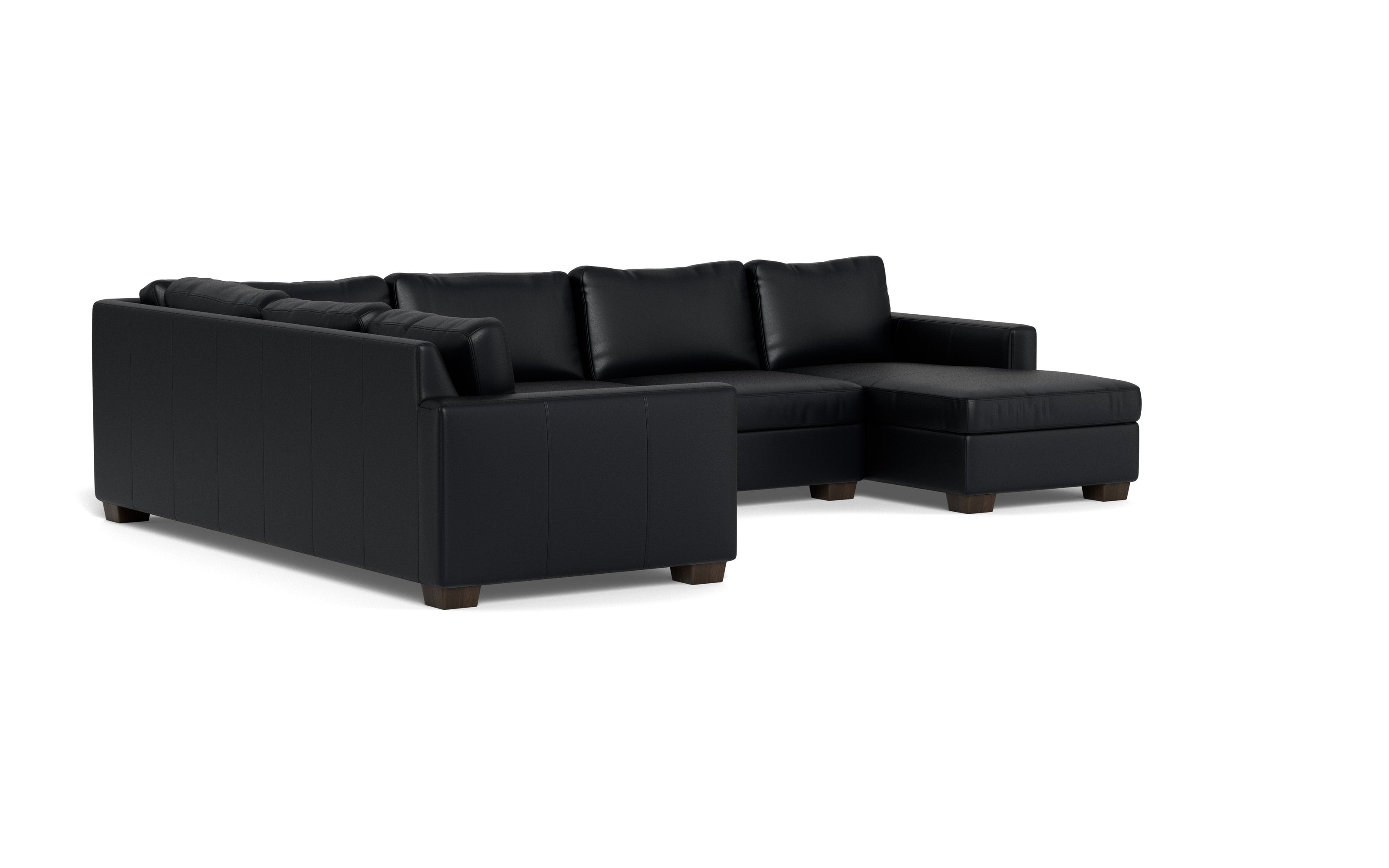 Abel Leather Corner Sectionals w. Right Chaise-Fabric Sofa-Tribeca Black Leather-MAK Modern