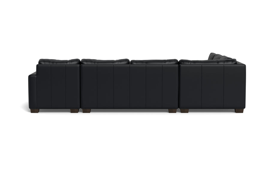 Abel Leather Corner Sectionals w. Right Chaise-Fabric Sofa-Tribeca Black Leather-MAK Modern