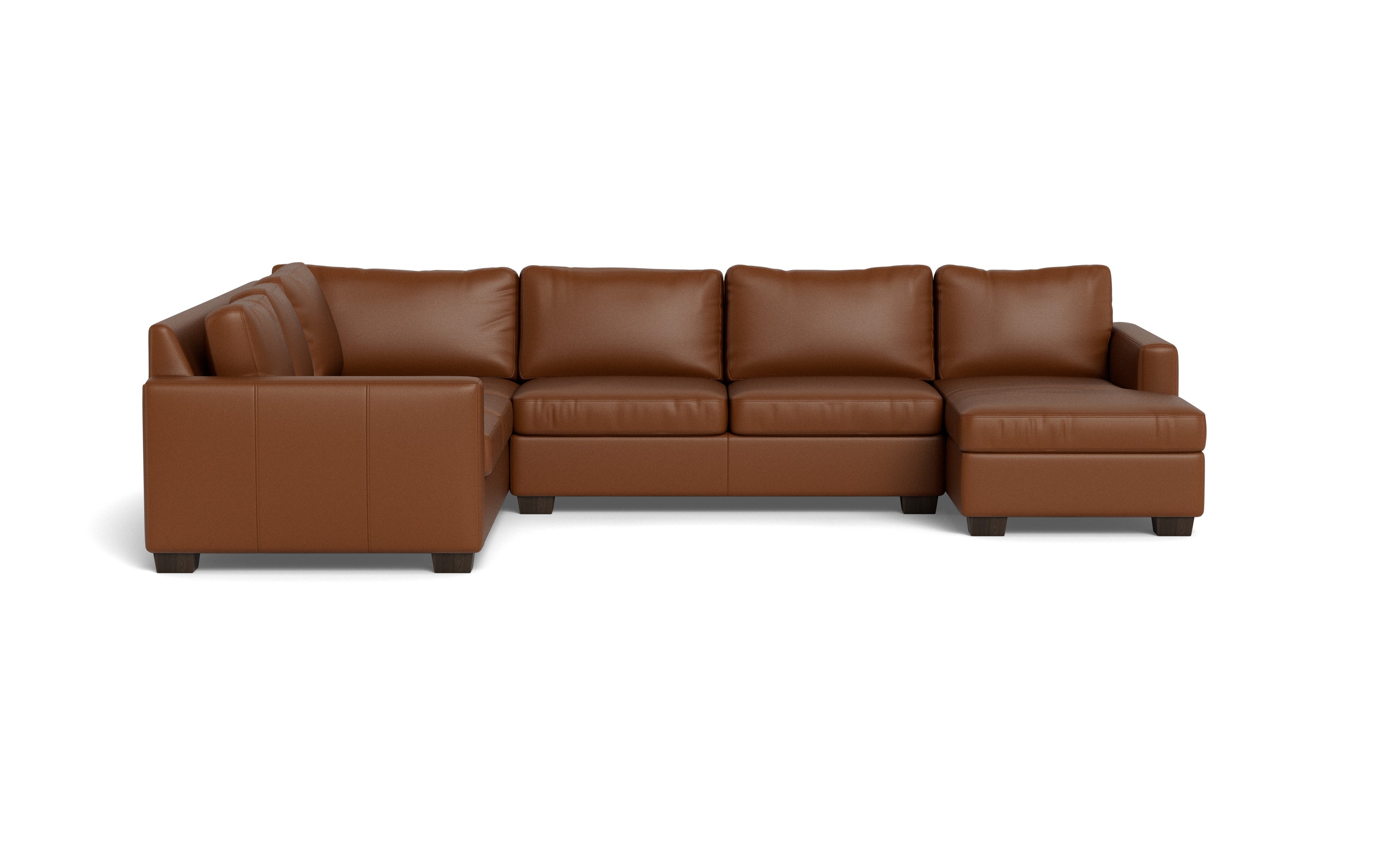 Abel Leather Corner Sectionals w. Right Chaise-Fabric Sofa-Tribeca Chestnut Leather-MAK Modern