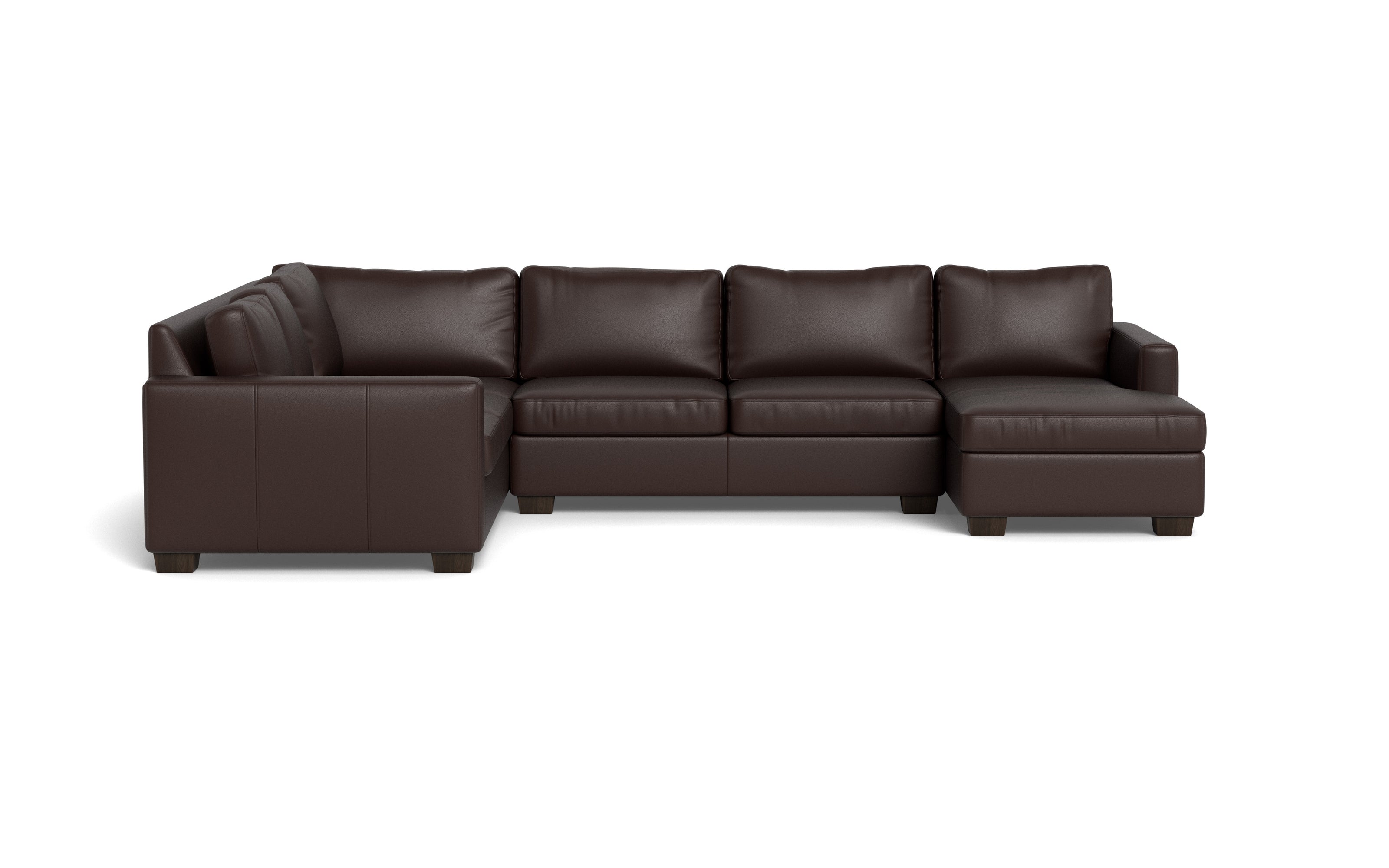 Abel Leather Corner Sectionals w. Right Chaise-Fabric Sofa-Tribeca Espresso Leather-MAK Modern
