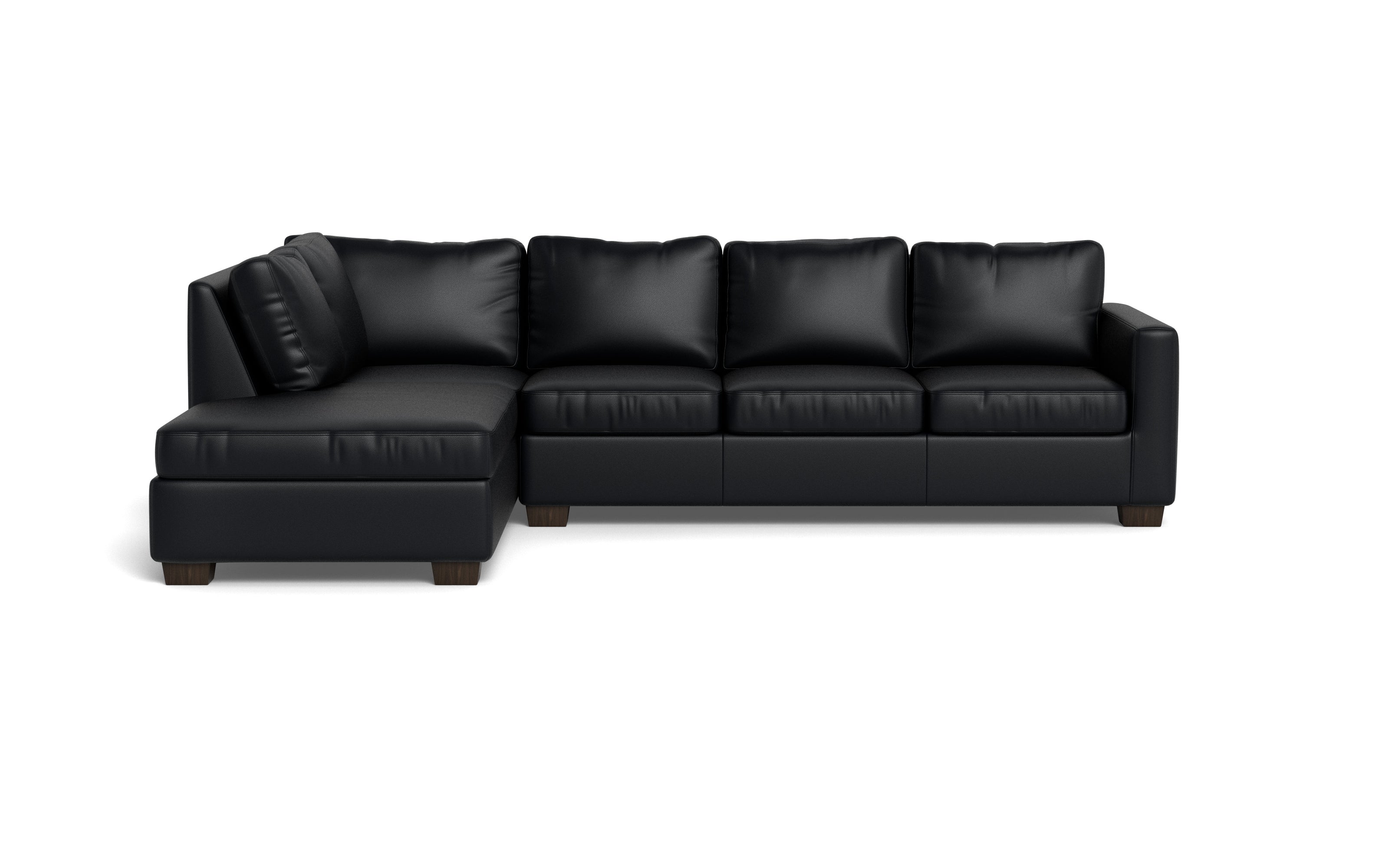 Abel Leather Left Chaise Sectional-Fabric Sofa-Tribeca Black Leather-MAK Modern