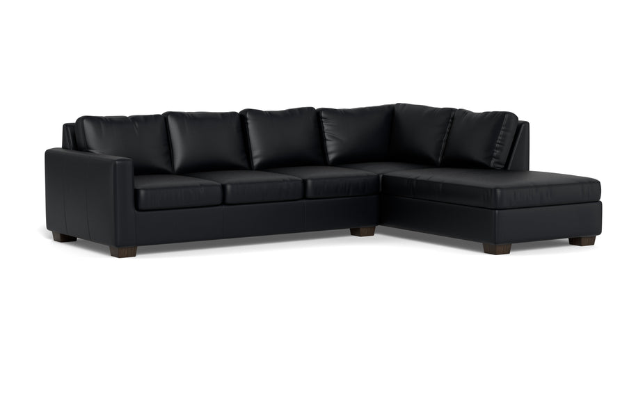 Abel Leather Right Chaise Sectional-Fabric Sofa-Tribeca Black Leather-MAK Modern
