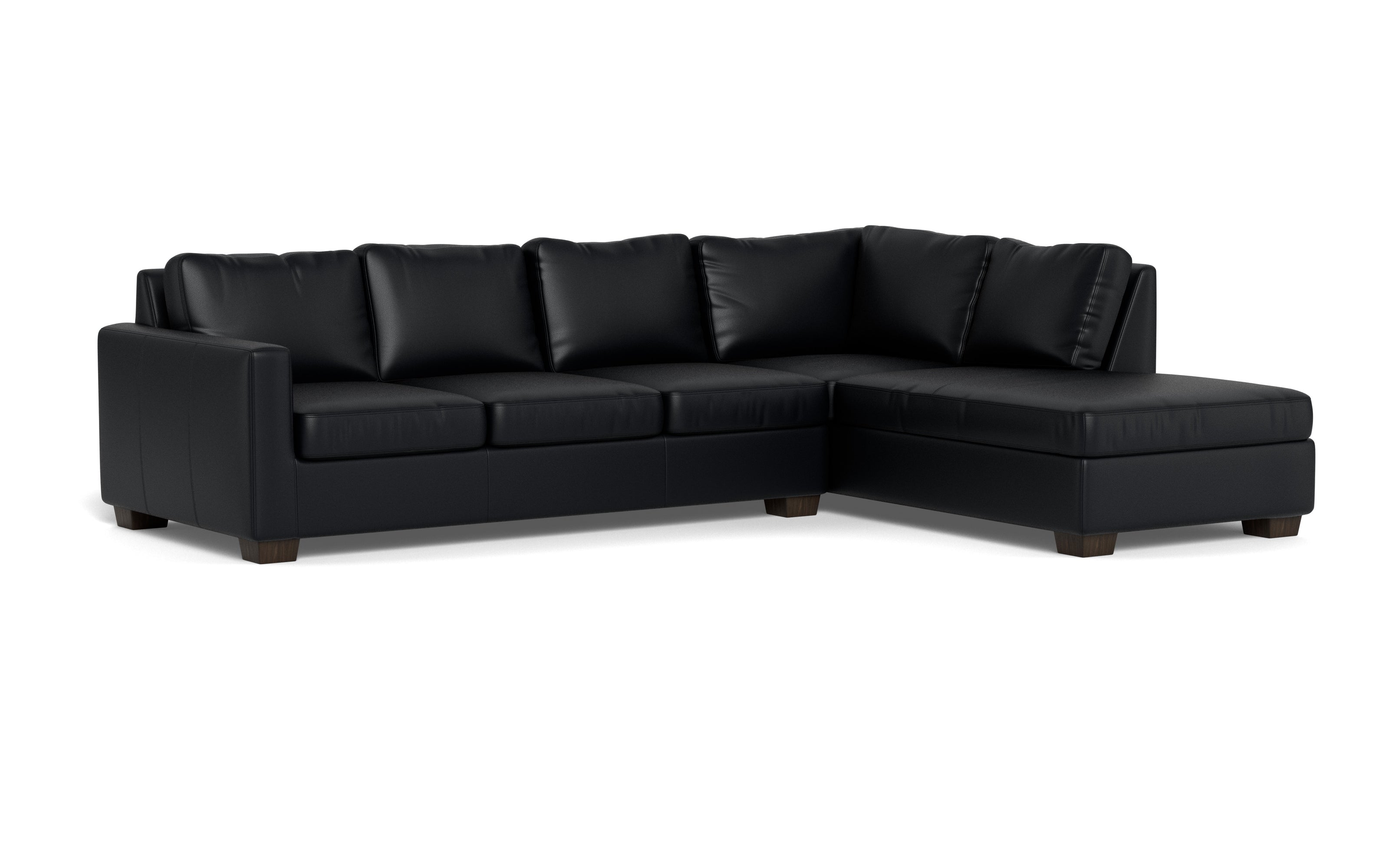 Abel Leather Right Chaise Sectional-Fabric Sofa-Tribeca Black Leather-MAK Modern