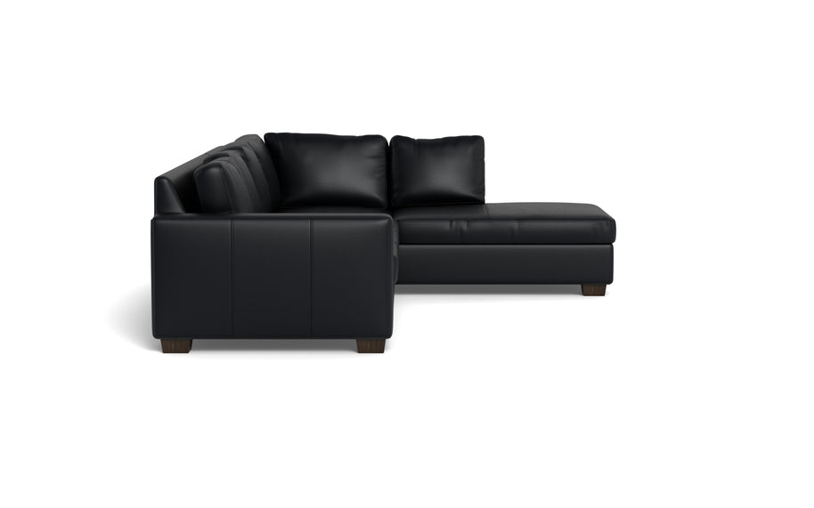 Abel Leather Right Chaise Sectional-Fabric Sofa-Tribeca Black Leather-MAK Modern
