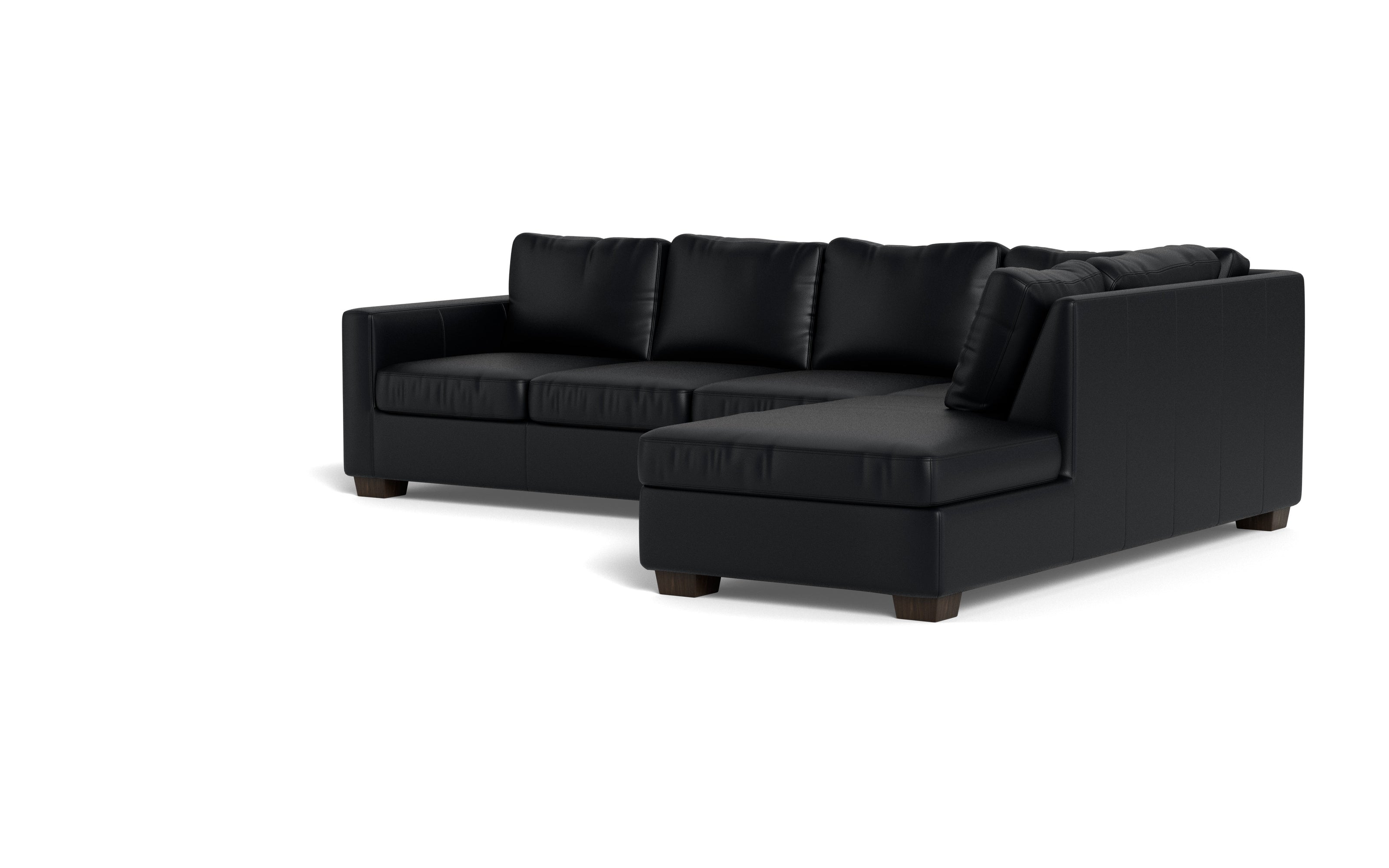 Abel Leather Right Chaise Sectional-Fabric Sofa-Tribeca Black Leather-MAK Modern