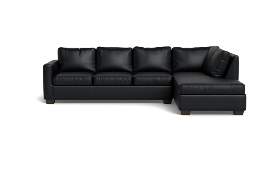 Abel Leather Right Chaise Sectional-Fabric Sofa-Tribeca Black Leather-MAK Modern
