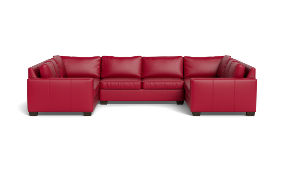 Abel Leather U Sectional-Fabric Sofa-Tribeca Scarlet-MAK Modern